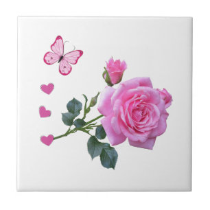Carreau Carrelage en céramique Rose Rose Rose Floral Papi