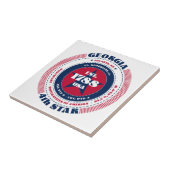 Carreau Carrelage en céramique rouge, blanc et bleu Géorgi (Côté)