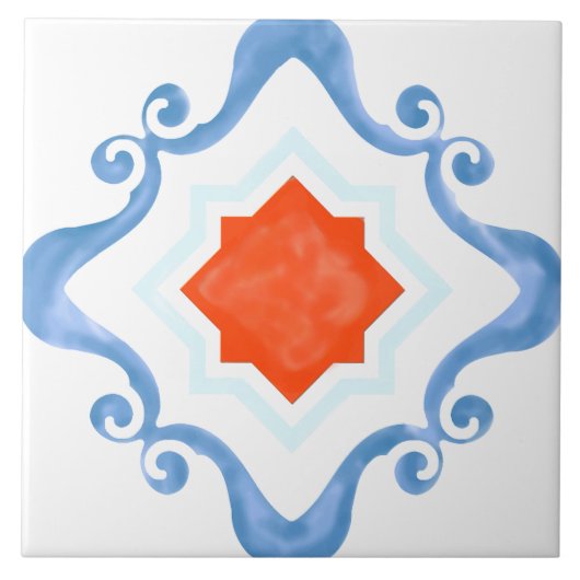 Carreau Carrelage en céramique rouge étoile méditerranéenn (Devant)
