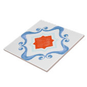 Carreau Carrelage en céramique rouge étoile méditerranéenn (Côté)