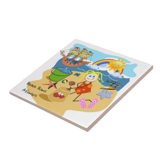 Carreau Carrelage en céramique Sable Sable Crabes Soleil A (Côté)