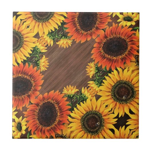Carreau Carrelage en céramique / Trivet - Fleurs de soleil (Devant)