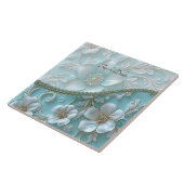 Carreau Carrelage en céramique turquoise blanche (Côté)