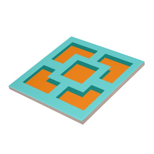 Carreau Carrelage en céramique Turquoise et Orange Trellis (Côté)