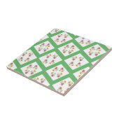 Carreau Carrelage en céramique Vert bande florale (Côté)