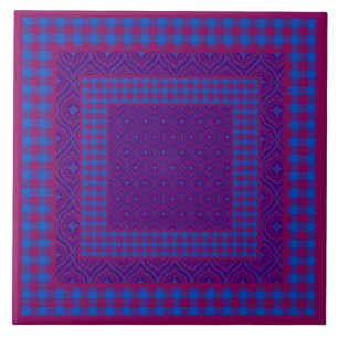 Carreau Carrelage en céramique, violet et bleu, Chèques et