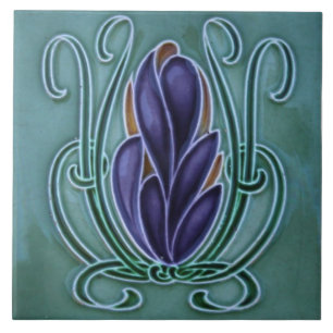Carreau Carrelage en céramique - Violet Floral Art Nouveau