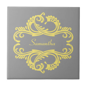 Carreau Carrelage en damas jaune chic