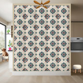 Carreau Carrelage en Mandala Turquoise rouge et vert