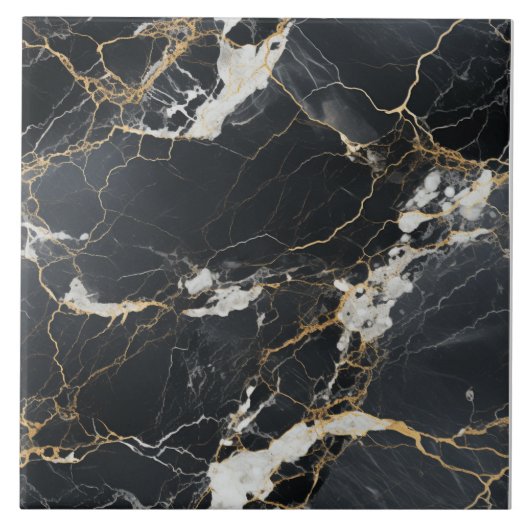 Carreau Carrelage en marbre noir et or (Devant)