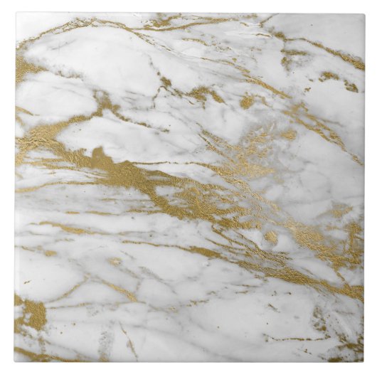Carreau Carrelage en or blanc inspiré du marbre (Devant)