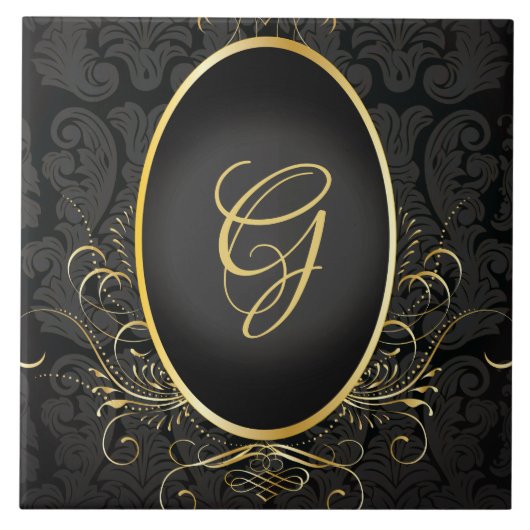 Carreau Carrelage en or noir Monogram Classic Royal Style (Devant)