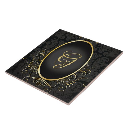 Carreau Carrelage en or noir Monogram Classic Royal Style (Côté)