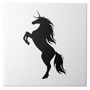 Carreau Carrelage en silhouette Unicorne noire