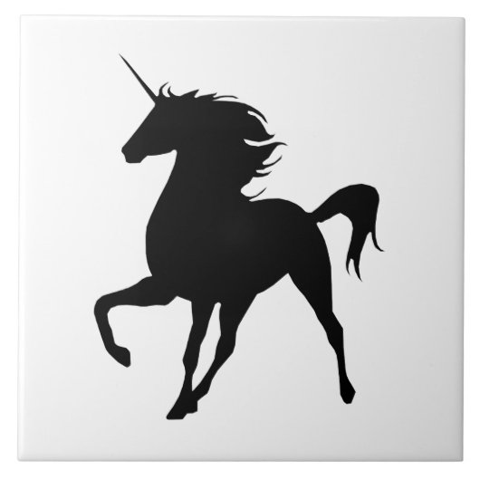 Carreau Carrelage en silhouette Unicorne noire (Devant)