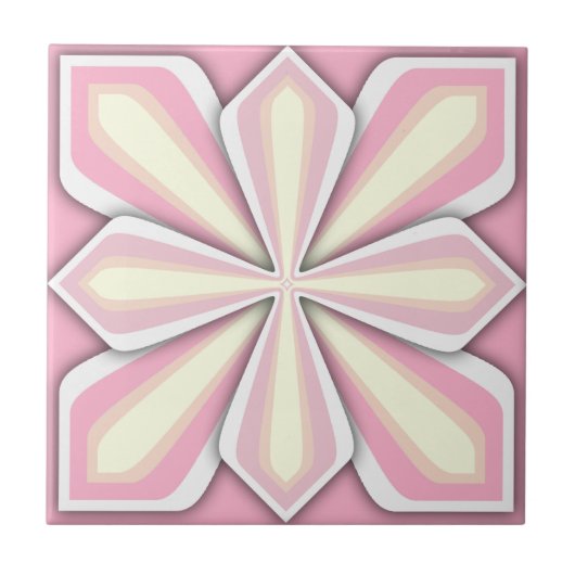 Carreau Carrelage, Fleur Abstraite, Rose (Devant)