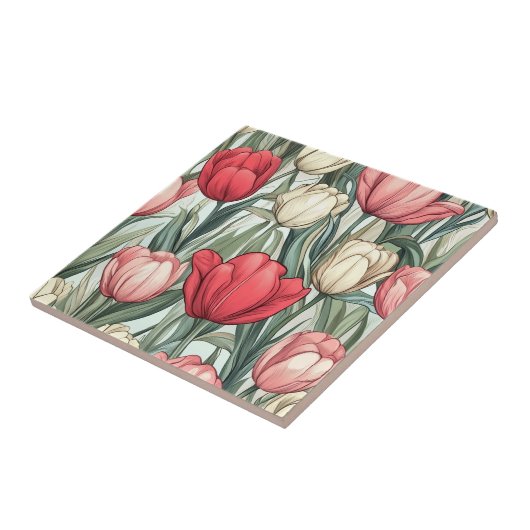 Carreau Carrelage Fleur Tulipe Classique Pour Intérieurs C (Côté)