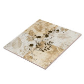 Carreau Carrelage fleuri crème et Brown (Côté)