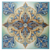 Carreau Carrelage floral baroque Pat#20 Blue Green Gold ID (Devant)