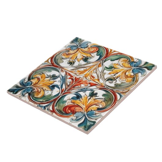 Carreau Carrelage floral coloré (Côté)