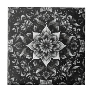 Carreau Carrelage floral monochrome complexe