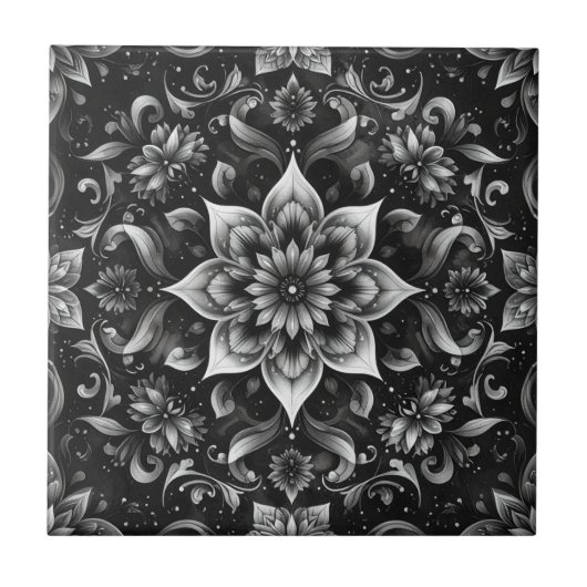 Carreau Carrelage floral monochrome complexe (Devant)