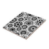 Carreau Carrelage floral noir et blanc (Côté)