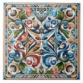 Carreau Carrelage Floral Vibrant Avec Des Motifs Raffinés (Devant)