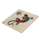 Carreau Carrelage Gecko Et Soleil En Céramique (Côté)
