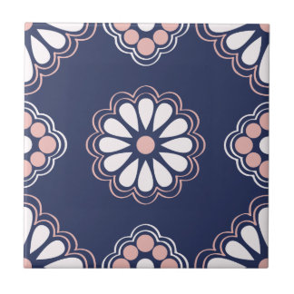 Carreau Carrelage géométrique bleu, blanc et rose