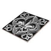 Carreau Carrelage gris et noir Fleur de Lis - Céramique gr (Côté)