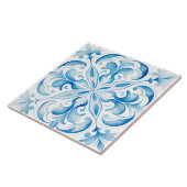 Carreau Carrelage italien bleu blanc (Côté)