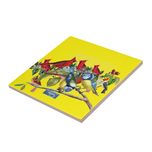 Carreau Carrelage Jaune (Arbre d'Oiseaux) RFPMDesigns ©️ 2 (Côté)