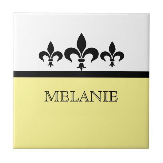 Carreau Carrelage Jaune Fleur De Lis (Devant)