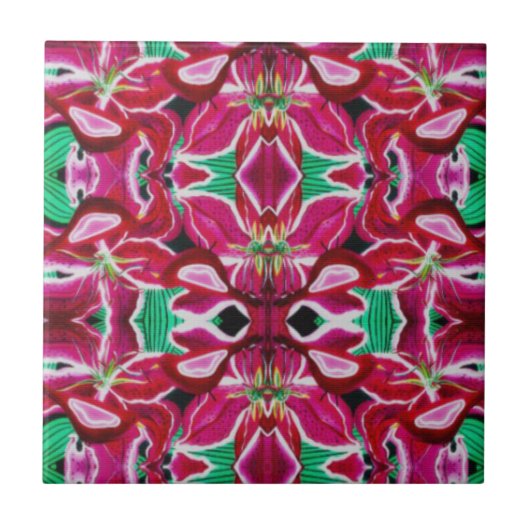 Carreau Carrelage Lily aux oiseaux rouges (Devant)