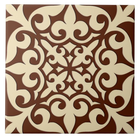 Carreau Carrelage marocain - chocolat et beige (Devant)