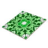 Carreau Carrelage marocain floral, émeraude et vert citron (Côté)