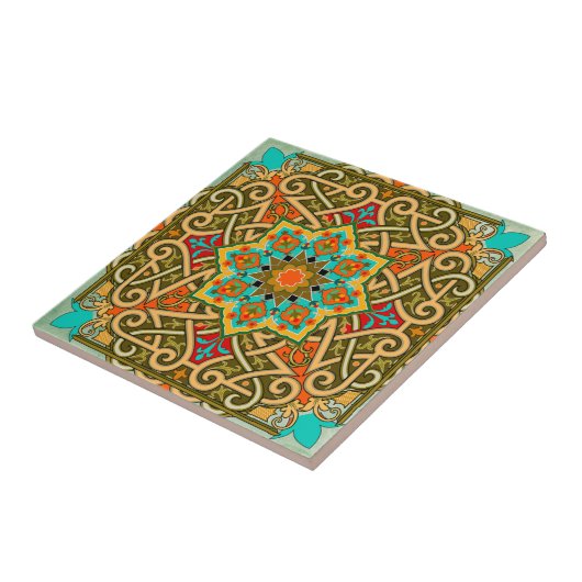 Carreau Carrelage marocain Vert or bleu (Côté)