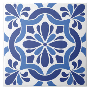 Carreau Carrelage méditerranéen bleu et blanc Motif
