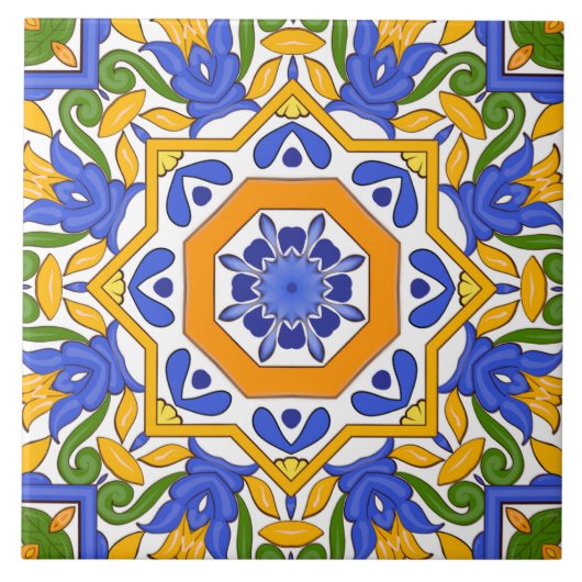 Carreau Carrelage méditerranéen, majolica, Sicilienne, (Devant)