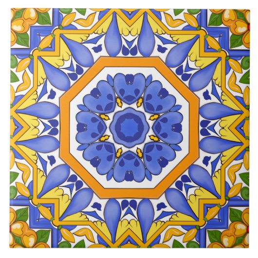 Carreau Carrelage méditerranéen, majolica, Sicilienne, (Devant)