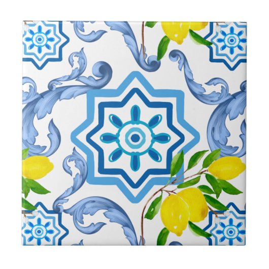 Carreau Carrelage méditerranéen, majolica, style sicilien  (Devant)