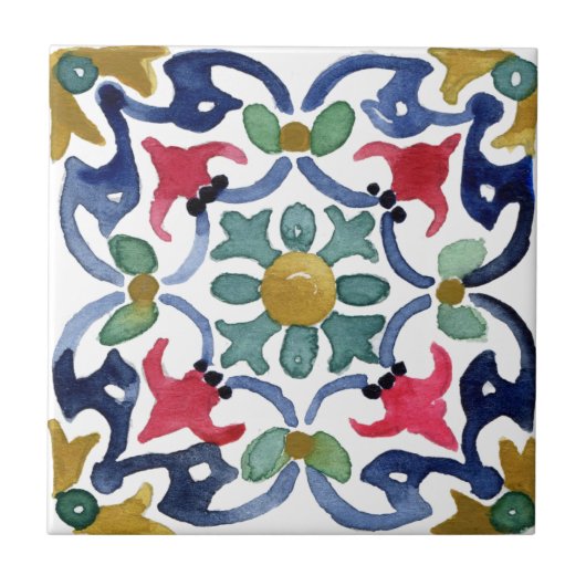 Carreau Carrelage méditerranéen, majolica, style sicilien  (Devant)
