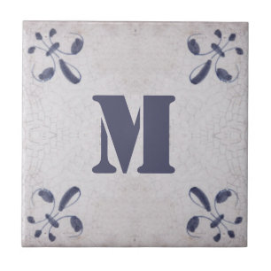 Carreau Carrelage Monogramme Repro Portugais Bleu Azulejos