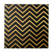 Carreau Carrelage Motif Chevron noir et or (Devant)