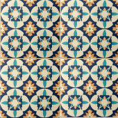 Carreau Carrelage Motif marocain bleu et jaune