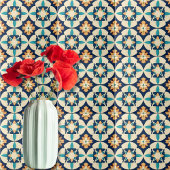 Carreau Carrelage Motif marocain bleu et jaune