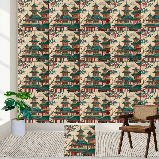 Carreau Carrelage Motif Pagoda Art Déco Chinoiserie