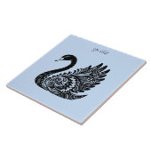 Carreau Carrelage noir en céramique de cygne décoratif (Côté)