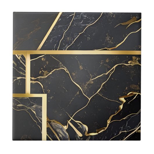 Carreau Carrelage noir et or (Devant)
